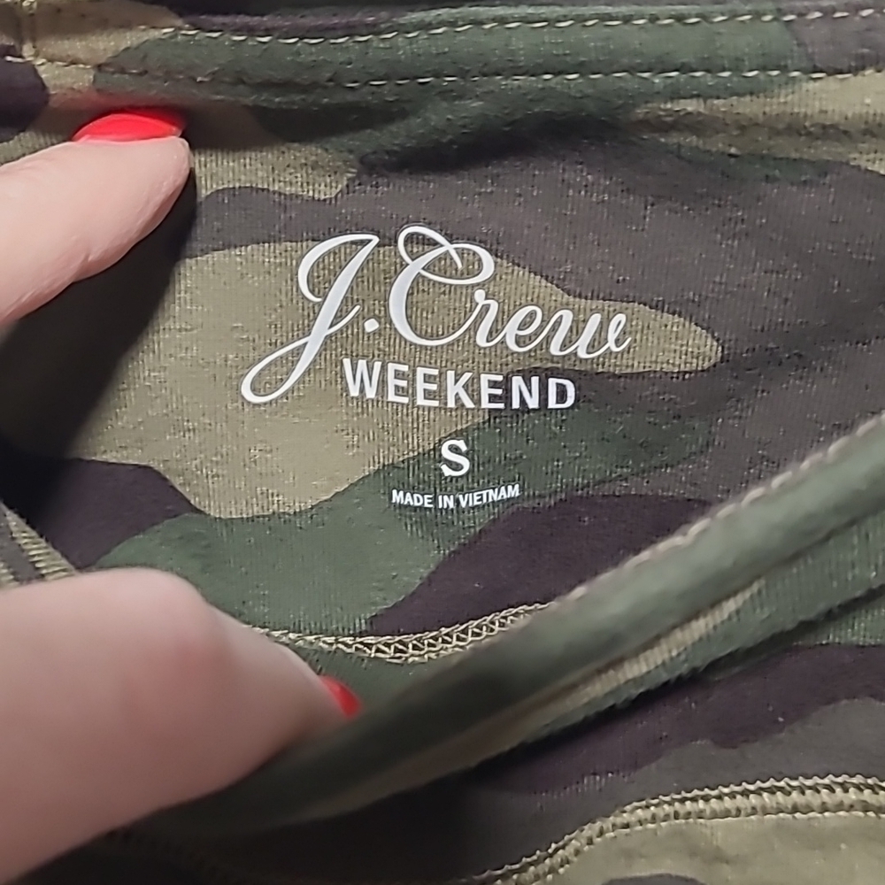 J. CREW weekend sz small green camo leggings camouflage WP232 - Picture 3 of 3